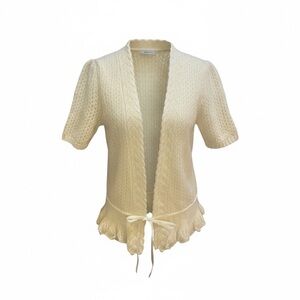 Ann Taylor Loft Cardigan Sweater M Ivory Wool Angora Nylon